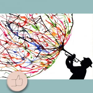 Trombitás – akvarell festékfújásos technika