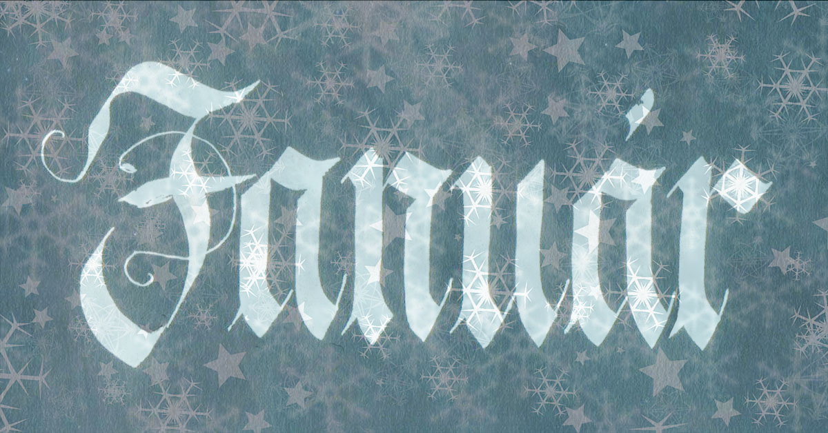 Január felirat fraktur betűkkel